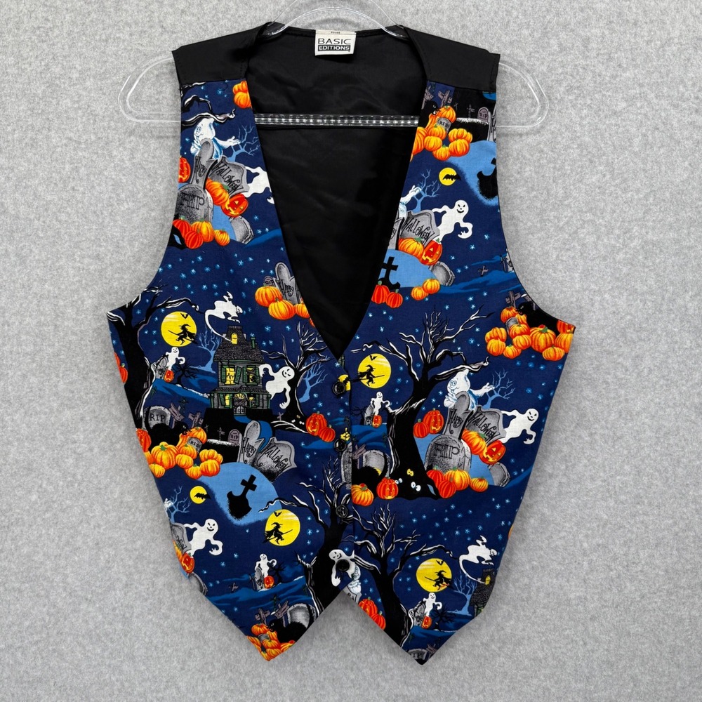 Halloween Vest Spooky Haunted‎ House Pumpkin Ghost Holiday Party Costume Fun OS